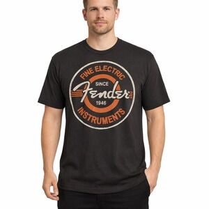Lucky Fender Mens Graphic T Shirt Size M Cotton Retro Music Rock Band Tee‎ Soft